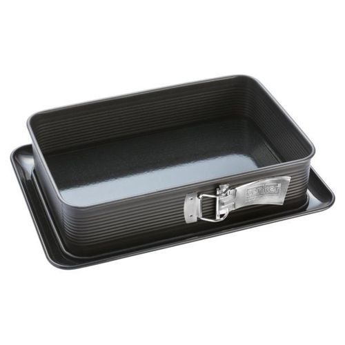 Zenker 7021 Plat À Gratin Rectangulaire Avec Charnière, Plat À Lasagnes, Plat Four Rectangulaire, Moule À Charnière, Moule À Gâteaux, Acier, 33 X 22,5 X 7 Cm