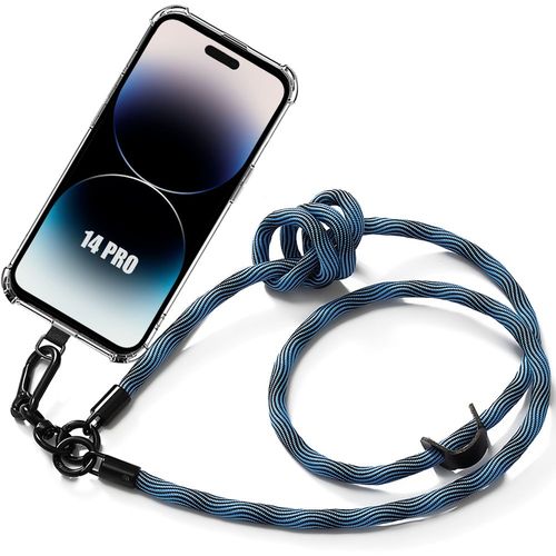 Coque Cordon Pour Iphone 14 Pro Protection Antichoc Renforcée Avec Cordon Détachable Bleu - E.F.Connection