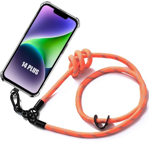 Coque Lanière Pour Iphone 14 Plus Antichoc Protection Renforcée Avec Lanière Robuste Orange - E.F.Connection