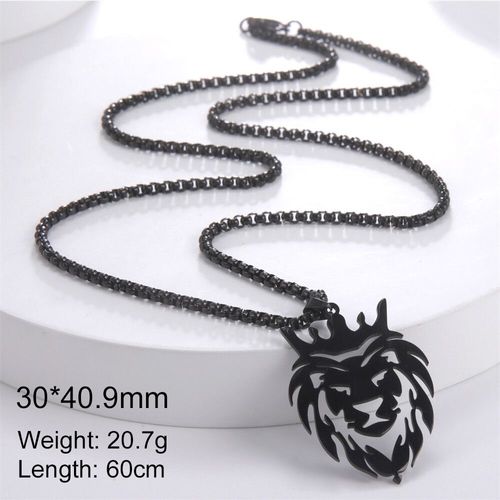 My Shape Roi Lion Couronne Pendentif Collier Hommes Garçon En Acier Inoxydable Punk Animal Loup Charme Collier Hip Hop Bijoux,Collier Garcon Enfan,Coliers Pour Enfants Garçon De,Chaine Homme