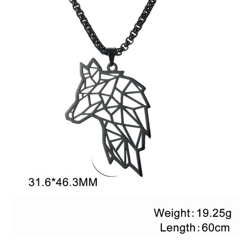 My Shape Roi Lion Couronne Pendentif Collier Hommes Garçon En Acier Inoxydable Punk Animal Loup Charme Collier Hip Hop Bijoux,Collier Garcon Enfan,Coliers Pour Enfants Garçon De,Chaine Homme
