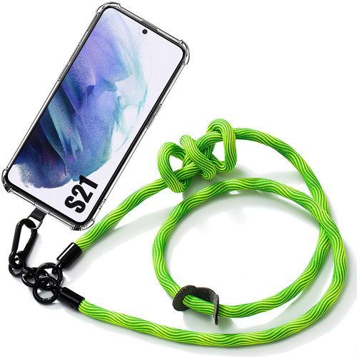 Coque Bandoulière Pour Samsung Galaxy S21 Protection Antichoc Transparente Avec Bandoulière Vert - E.F.Connection