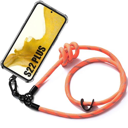 Coque Cordon Pour Samsung Galaxy S22+ / S22 Plus Protection Transparente Antichoc Avec Cordon Amovible Orange - E.F.Connection