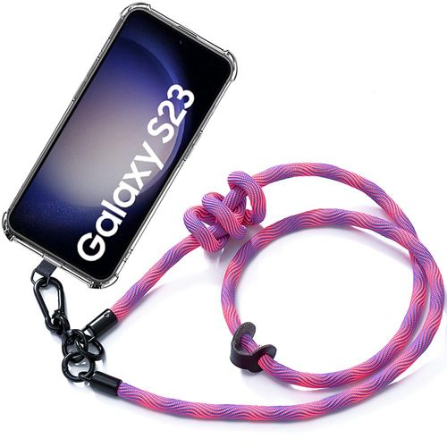 Coque Cordon Pour Samsung Galaxy S23 Antichoc Protection Coins Renforcés Avec Cordon Amovible Rose - E.F.Connection