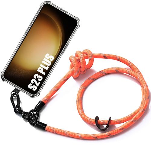 Coque Cordon Pour Samsung Galaxy S23+ / S23 Plus Anti-Rayures Antichoc Avec Cordon Démontable Orange - E.F.Connection