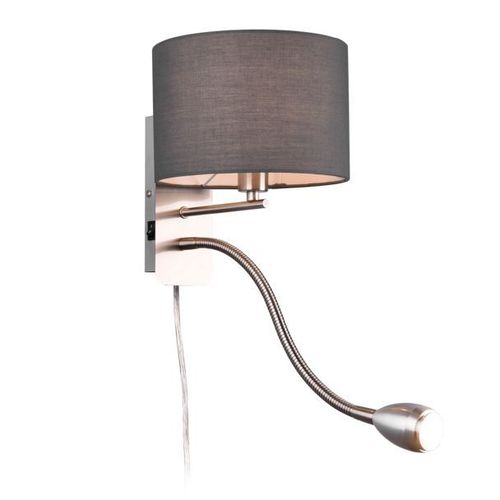 Applique Hôtel Avec Liseuse Led, Ronde, Grise