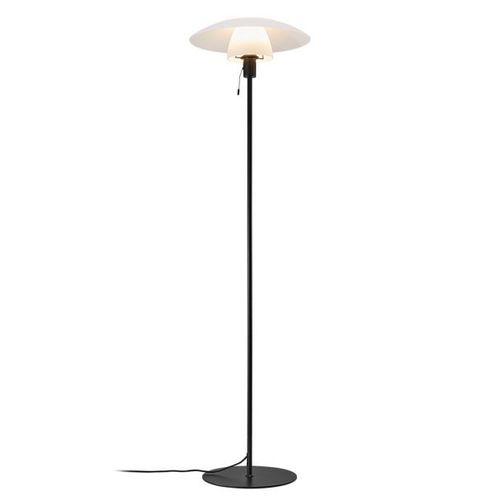 Lampadaire Verona, Support Noir, Abat-Jour Opale