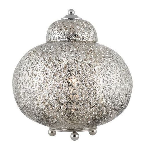 Lampe À Poser Moroccan Fretwork En Nickel Brillant
