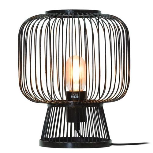 Lampe De Table En Bambou Noir H30cm