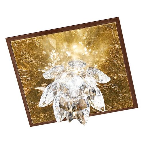 Plafonnier Fiore Feuille D'or Et Cristal À 1 Lampe