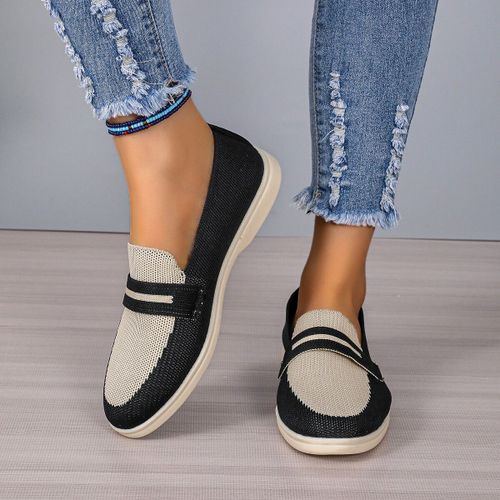 Chaussures Mocassins Noirs En Cuir Et Cachemire Pour Femmechaussures Plates Décontractées De Marquesimplesantidérapantespour La Marche