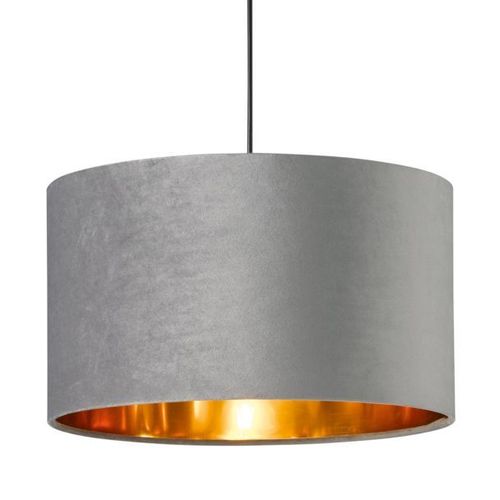 Suspension Aura Abat-Jour Velours, Ø 40 Cm, Grise