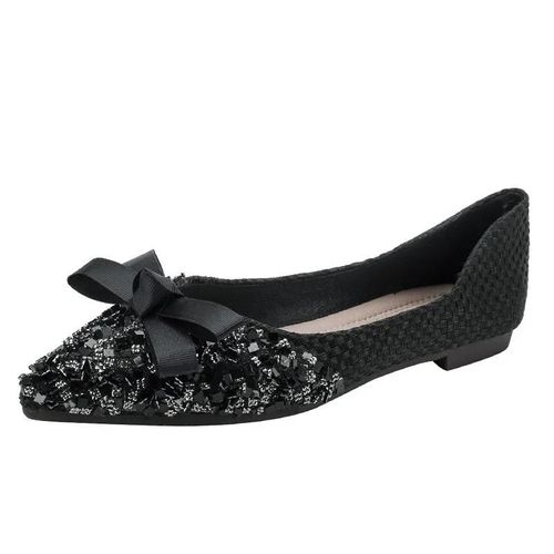 Chaussures De Marche Plates À Enfiler Pointues Pour Femmes,Mocassins À N?Ud Papillon,Décontracté,Tout Match,Taille 43