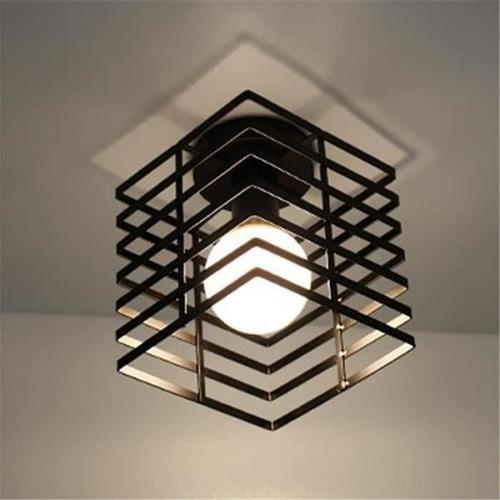 Plafonnier Industrielle Cage Lustre Suspension En Métal Fer Luminaire Pour Cuisine Couloir, Noir Fr12648