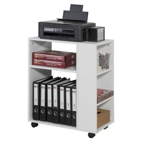 Bout De Canapé Table Roulante Avec Étagères De Rangement Bibliothèque À Roulettes - Sobuy Fbt68-W