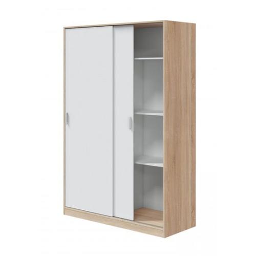 Armoire Julia 2 Portes Coulissantes L120 X H200cm - Blanc / Bois