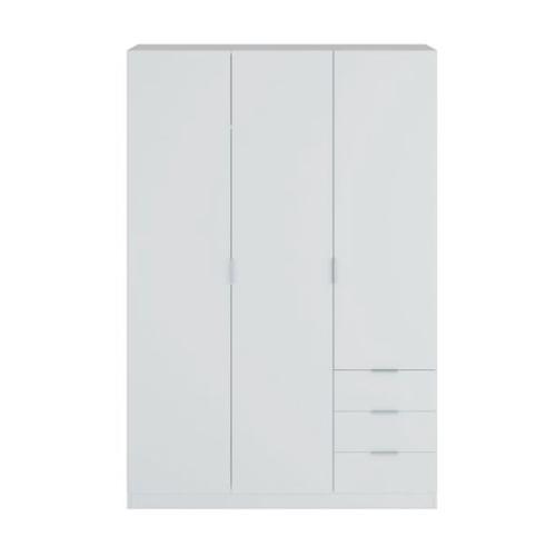 Armoire Nina 3 Portes Et 3 Tiroirs L121 X H180 Cm - Blanc