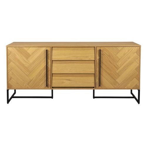 Buffet 2 Portes 3 Tiroirs 180x45x80 Cm Décor Chêne - Class