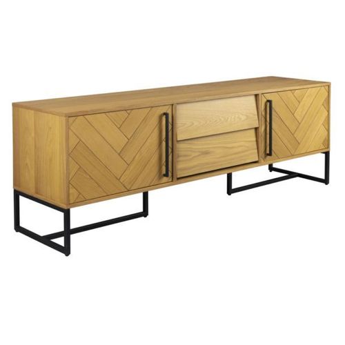Buffet 2 Portes 2 Tiroirs 180x45x80 Cm Décor Chêne - Class