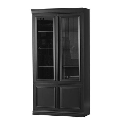 Vitrine 4 Portes 110x44x215 Cm En Verre Et Pin Noir