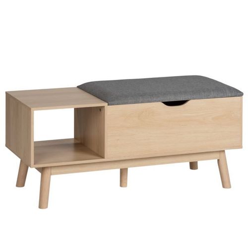 Banc D'entrée Edda Avec Coffre De Rangement Et Niche Ouverte - Gris Et Bois