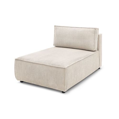 Méridienne Sans Accoudoir Pour Canapé Modulable Nihad Tissu Velours Côtelé Beige