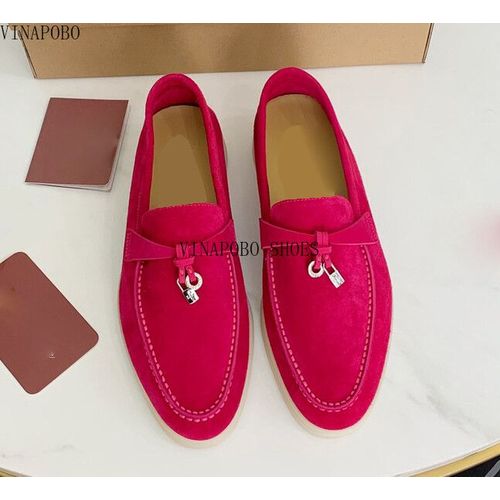 Chaussures Mocassins Plats En Cuir Suédé Pour Femmeschaussures De Marche Enfilerpendentif Pomponmarque Décontractéehaute Qualité