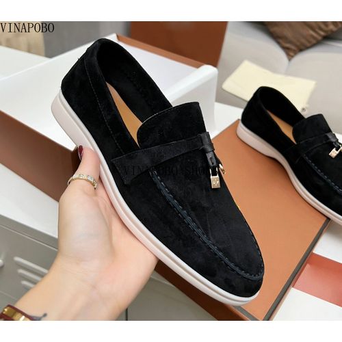 Chaussures Mocassins En Cuir Véritable Pour Femmeschaussures De Marche Plates Décontractéespendentif Pomponmarque De Luxehaute Qualité