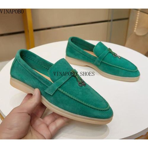 Chaussures Mocassins En Cuir Véritable Pour Femmeschaussures De Marche Plates Décontractéespendentif Pomponmarque De Luxehaute Qualité
