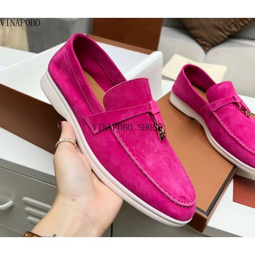 Chaussures Mocassins En Cuir Véritable Pour Femmeschaussures De Marche Plates Décontractéespendentif Pomponmarque De Luxehaute Qualité