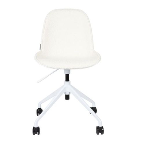 Chaise De Bureau 52x45x84,4 Cm En Tissu Effet Bouclette Blanc - Kuip