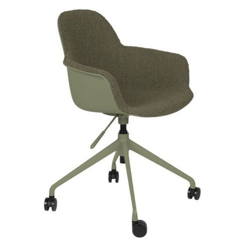 Chaise De Bureau À Roulettes En Tissu Effet Bouclette Vert - Kuip
