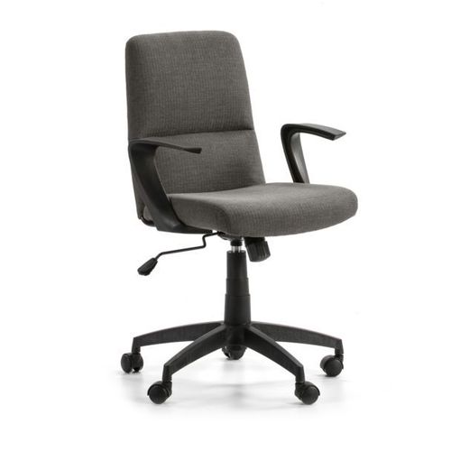 Fauteuil De Bureau Relevable Et Reclinable Teo Matelassé Avec Tissus,Couleur Gris Foncé, Pieds Noirs