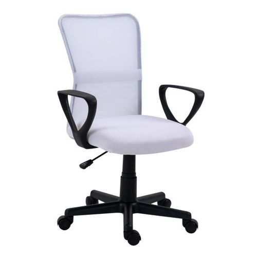 Chaise De Bureau Ergonomique Reglable Avec Accoudoirs Base Nylon Tissu Blanc - Nordlys