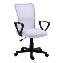 Chaise De Bureau Ergonomique Reglable Avec Accoudoirs Base Nylon Tissu Blanc - Nordlys