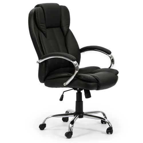 Vs Venta-Stock Fauteuil De Bureau À Hauteur Réglable Et Inclinable Nixon Tapissé En Similicuir, Couleur Noire, Métal Chromé.