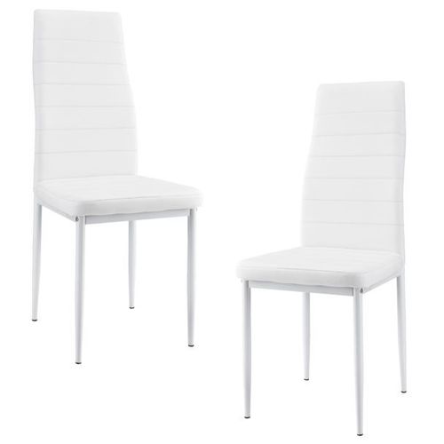 [En.Casa] 2 X Chaise De Salle À Manger (Blanc) Avec Rembourrage Cuir Synthétique De Grande Qualité Pour Salle À Manger / Salle De Séjour / Cuisine-Kit