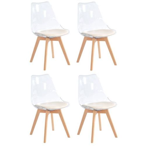 Lot De 4 Chaises De Salle A Manger Scandinaves Pieds Bois Transparent Abs Beige - Nordlys