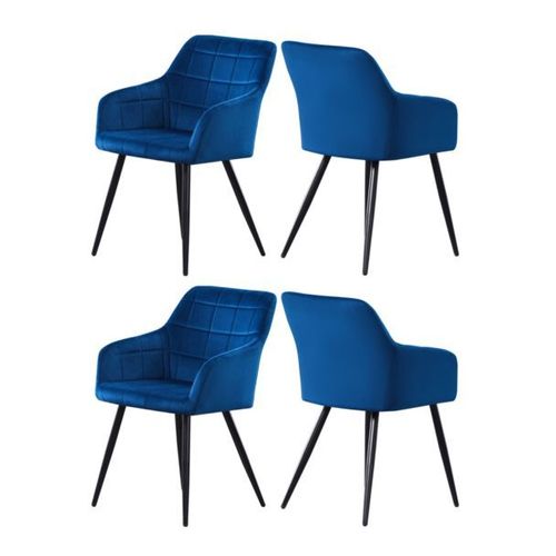 Chaises À Coutures Carrées Rembourrées En Velours Camden - Ensemble De 4