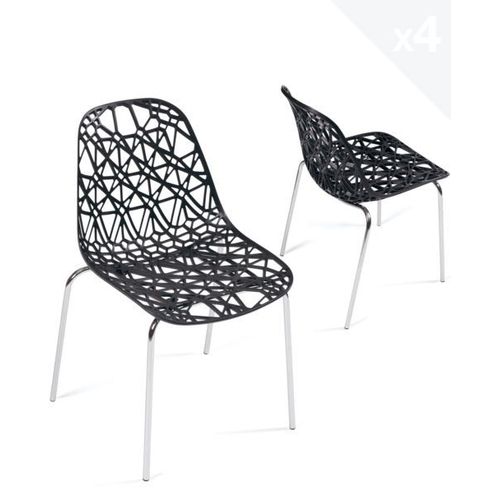 Lot 4 Chaises De Cuisine Design Moderne Iko (Noir)