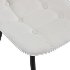 IDIMEX Lot de 4 chaises ALVARO pour salle à manger ou cuisine avec 4 pieds  en métal noir et assise capitonnée, revêtement synthétique blanc pas cher 