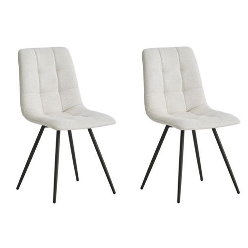 Lot De 2 Chaises De Salle A Manger Scandinaves Capitonnees Metal Tissu Beige - Nordlys