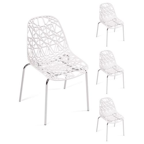 Lot 4 Chaises De Cuisine Design Moderne Iko (Blanc)