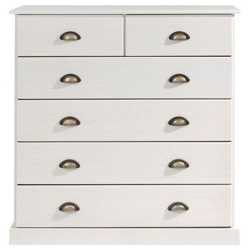 Commode De Chambre Paris Avec 6 Tiroirs En Pin Massif Lasur? Blanc