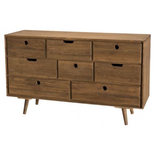 Commode 8 Tiroirs 120x40x71,5 Cm En Sapin - Borlo