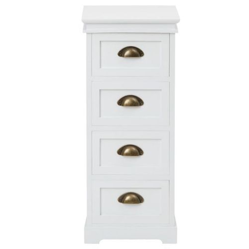 Chiffonnier Landhaus Commode 4 Tiroirs En Bois De Paulownia Style Shabby Chic Vintage Classique Blanc