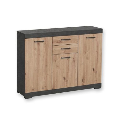 Commode 3 Portes & 2 Tiroirs "Cazeg" 120cm Naturel