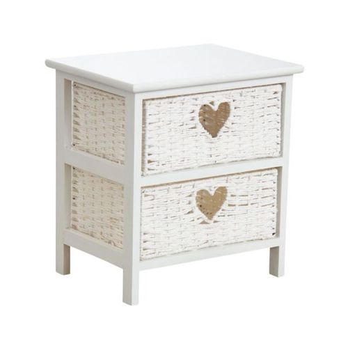 Commode Blanche 2 Tiroirs Avec Coeurs