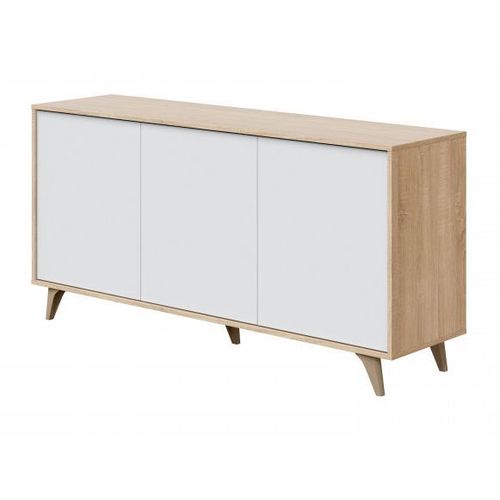 Buffet Laura 3 Portes Avec 3 Étagères L154cm - Blanc / Bois