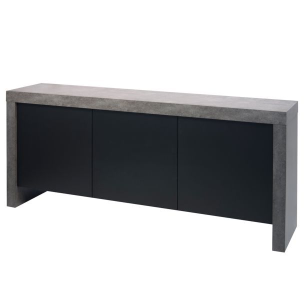 Buffet Kobe Béton Et Noir 3 Portes 188 X 45 - Temahome